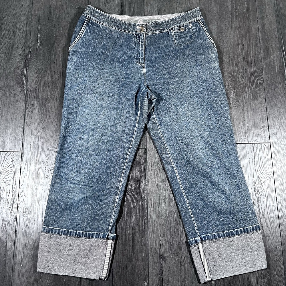 J Jill Jeans 8 Below Waist Genuine Fit Cuffed Capri Mom Core‎ Denim Stretchy
